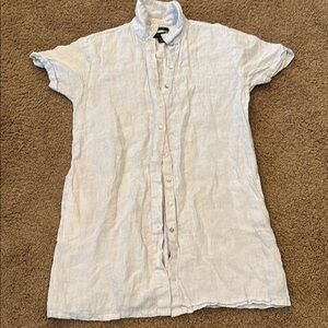 Woman’s 100% linen Light Blue Short Sleeve Dress